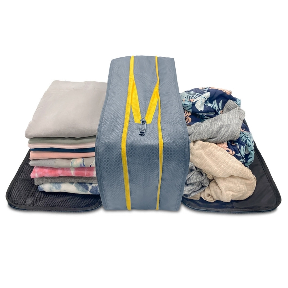 Women's Gray Travel Packing Cube with Yellow Trim - Travel Organizer